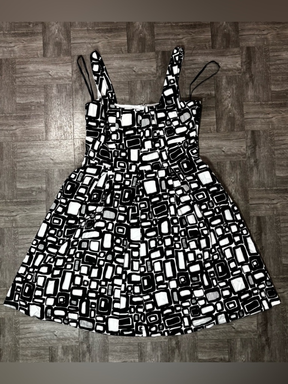 Calvin Klein Retro Mod Geometric Print Sleeveless Dress Size 12